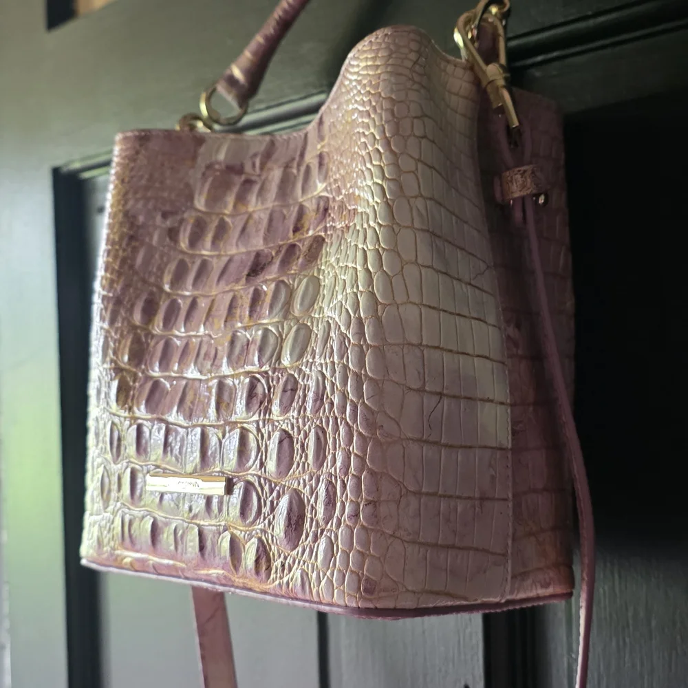 Brahmin Mini Amelia Lilac Melbourne Bucket Bag / Crossbody - Picture 5 of 16